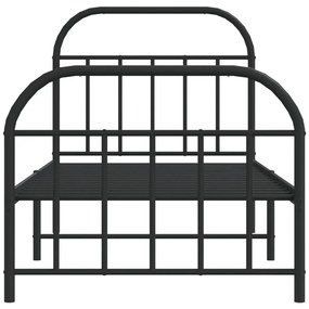 Estrutura de cama com cabeceira e pés 80x200 cm metal preto