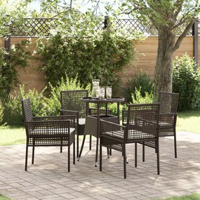 Conjunto de Jantar 5 Peças Jardim Castanho Polirattan
