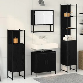 Conjunto de 4 Peças para Casa de Banho Carvalho Preto Madeira de Engen