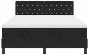 Cama Box Spring vidaXL com Colchão Preto 140x200 cm Veludo