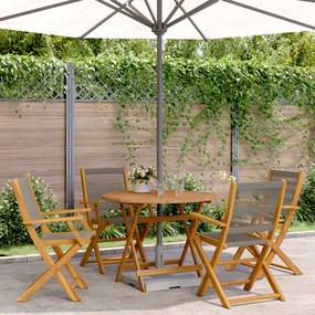 vidaXL 5 pcs conj. jantar p/ jardim polipropileno/madeira maciça cinza