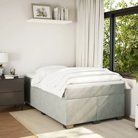 Cama boxspring c/ colchão 120x200 cm veludo cinzento-claro