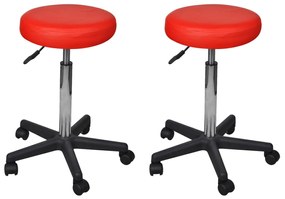 277177 vidaXL Bancos de escritório 2 pcs 35,5x84 cm couro artificial vermelho