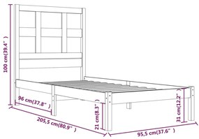Cama sem colchão 90x200 cm madeira de pinho maciça
