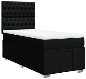 Cama com molas/colchão 90x190 cm tecido preto