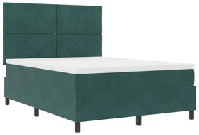 Cama Box com Colchão vidaXL Verde Escuro 140x190 cm Veludo