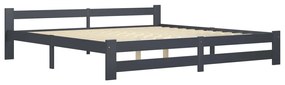 Estrutura de cama 200x200 cm pinho maciço cinzento-escuro