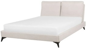 Cama de casal em chenille creme claro 140 x 200 cm MELLE Beliani