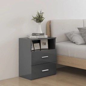 vidaXL Mesas de cabeceira 2 pcs 50x32x60 cm cinzento brilhante