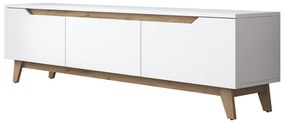 Móvel de TV "Oslo" - 180x48,6x35 cm - Branco e Nogueira - Design Moder