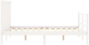 Cama sem colchão 140x190 cm madeira de pinho maciça branco