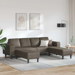 vidaXL Conjunto de Sofás 3 pcs Cinzento escuro Couro camurça sintético
