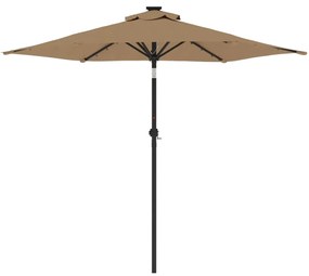 Guarda-sol jardim c/ LEDs e poste de aço 225x225x212 cm