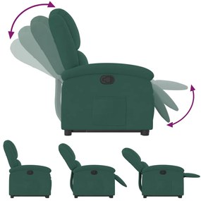 Poltrona reclinável elevatória veludo verde-escuro