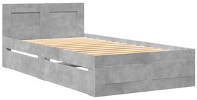 Estrutura de cama c/ cabeceira derivados madeira cinza-cimento
