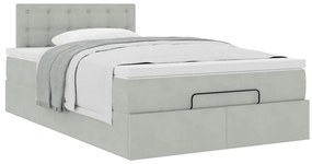 Cama otomana com colchão cinza claro 120x190 cm Veludo