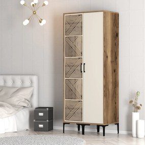 Roupeiro Kumsal PS – Nogueira e Creme – 80 cm x 47,5 cm x 201,4 cm