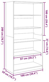 Roupeiro 100x50x200 cm derivados de madeira cinzento sonoma