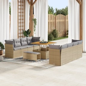 Conjunto de Sofás de Jardim vidaXL com Almofadas Bege em Rattan Polimé