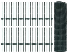 Cerca de Arame Soldado com 44 Postes U Verde 0,6x100 m Aço