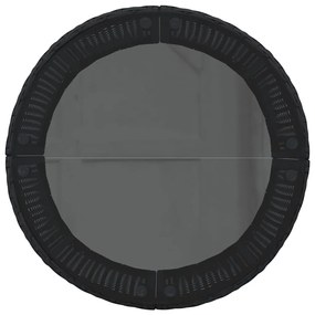 Sofá de jardim com mesa e almofadões semicircular vime PE preto