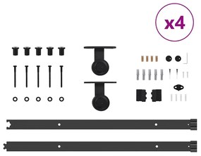 Kit de ferragens para porta deslizante 152,5 cm aço preto