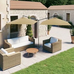 Guarda-sol jardim duplo poste aço 600x300 cm cinza-acastanhado