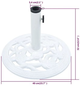 Base para guarda-sol 9 kg 40 cm ferro fundido branco