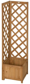 Outsunny Floreira com Treliça de Madeira Caixa de Plantio com Suporte para Plantas Trepadeiras 40x40x145cm Madeira | Aosom Portugal