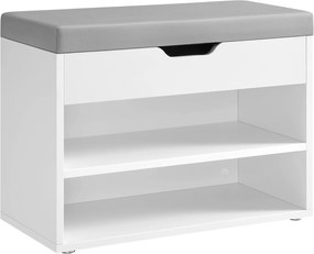 Banco de sapatos VASAGLE, sapateira com almofada acolchoada, organizador de sapatos com 3 níveis, 30 x 60 x 44 cm, para corredor, sala de estar e quarto, branco nuvem LHS020W01