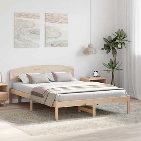 Estrado de Cama com Cabeceira 160x200 cm Madeira Sólida Pinho