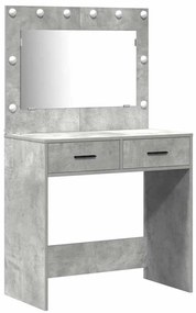 Conjunto de Mesa de Maquilhagem de 2 Peças Cinza Concreto com LED em M