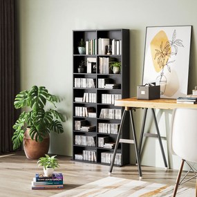 Organizador para CD e DVD com 18 compartimentos, capacidade máxima de 640 CD/360 DVD/430 Blu-ray, 78,5 x 24 x 175 cm, preto
