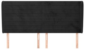 Cabeceira de cama c/ abas veludo 203x23x118/128 cm preto