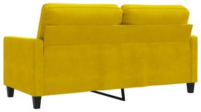 Sofá de 2 lugares veludo 140 cm amarelo