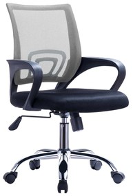 Cadeira de escritório FISS NEW, preto, rede cinza e tecido preto