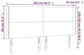 Cabeceira de cama c/ luzes LED tecido 163x16x118/128 cm azul