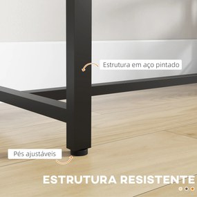 Mesa Alta de Cozinha com 3 Prateleiras Mesa de Bar Retangular para 2 Pessoas Pés de Aço 120x40x105 cm Castanho e Preto