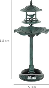 Bebedouro para pássaros e Floreira 3 em 1 Ø 50 x 113 cm, em polipropileno verde-acinzentado