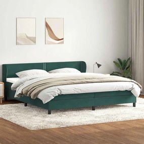 vidaXL Cama com molas/colchões 180x210 cm veludo verde-escuro