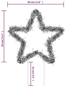 Decoração estrela de Natal c/ luz e estacas 3 pcs 50 LEDs 29 cm
