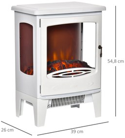 Lareira Elétrica 900W/1800W com Temperatura Ajustável e Proteção Sobreaquecimento para 20-25 ㎡ 39x26x54,8 cm Branco
