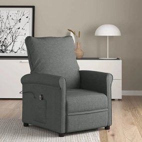 vidaXL Poltrona elevatória tecido cinzento-escuro