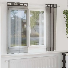 vidaXL Cortinas de voile com ilhós 2 pcs preto 140x140 cm