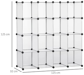 HOMCOM Armário Modular de Plástico Organizador de Sapatos com 16 Cubos