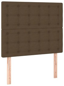 Cama box spring c/ colchão/LED 100x200cm tecido castanho-escuro