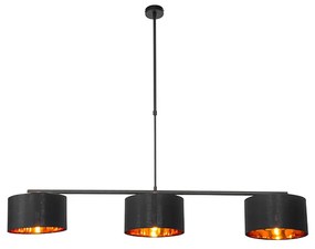 Candeeiro de suspensão moderno preto com luz dourada de 125 cm 3 - VT 3 Moderno