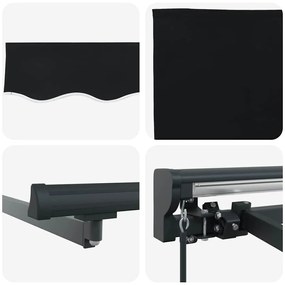 Toldo Retrátil Manual Preto 300x250 cm Poliéster