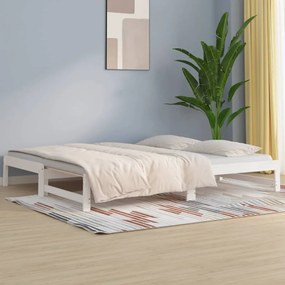 820438 vidaXL Estrutura sofá-cama de puxar 2x(90x190) cm pinho maciço branco