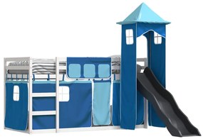 Beliche com escorrega e cortinas 80x200 cm azul